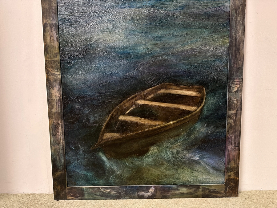 Gerrit Greve (1948-2024, Cardiff by the Sea, CA) Original Acrylic Painting On Canvas Titled “Elegy #3: Inner Light” Matching Frame with Carbon Transfers Signed Verso Dated 1993/1998 40” X 48” Framed: 46.5” x 54.5” Estimate $1,900 - $2,400 Retails $6,000 [Photo 2]