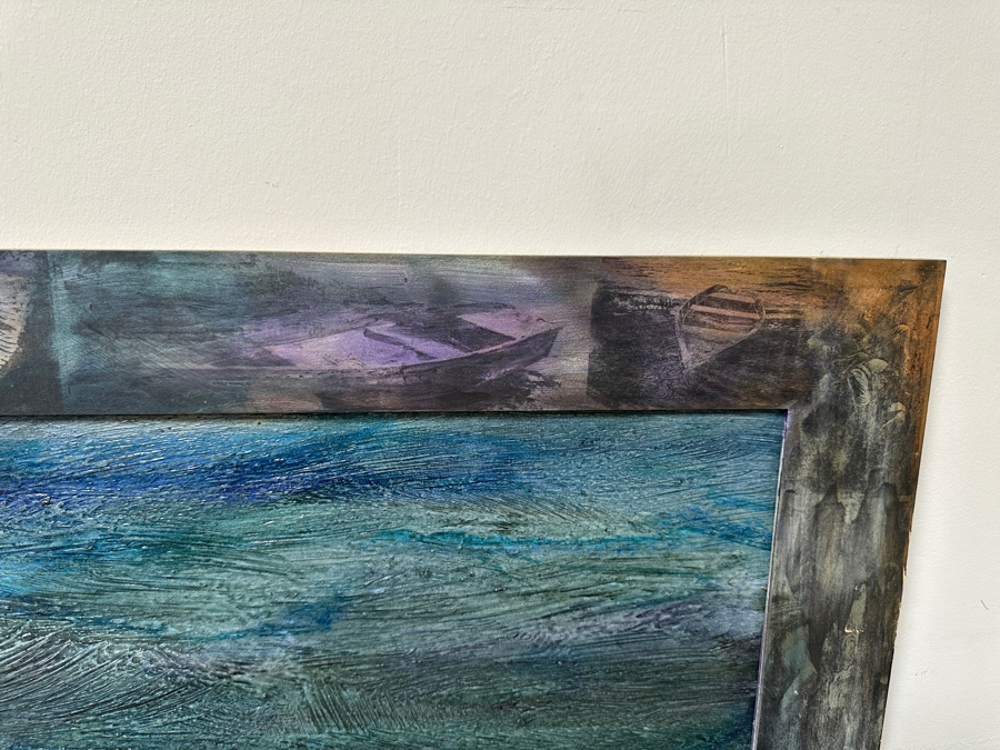 Gerrit Greve (1948-2024, Cardiff by the Sea, CA) Original Acrylic Painting On Canvas Titled “Elegy #3: Inner Light” Matching Frame with Carbon Transfers Signed Verso Dated 1993/1998 40” X 48” Framed: 46.5” x 54.5” Estimate $1,900 - $2,400 Retails $6,000 [Photo 5]