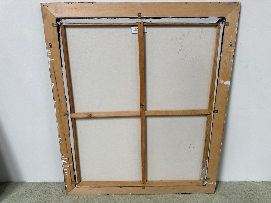 Gerrit Greve (1948-2024, Cardiff by the Sea, CA) Original Acrylic Painting On Canvas Titled “Elegy #3: Inner Light” Matching Frame with Carbon Transfers Signed Verso Dated 1993/1998 40” X 48” Framed: 46.5” x 54.5” Estimate $1,900 - $2,400 Retails $6,000 [Photo 13]