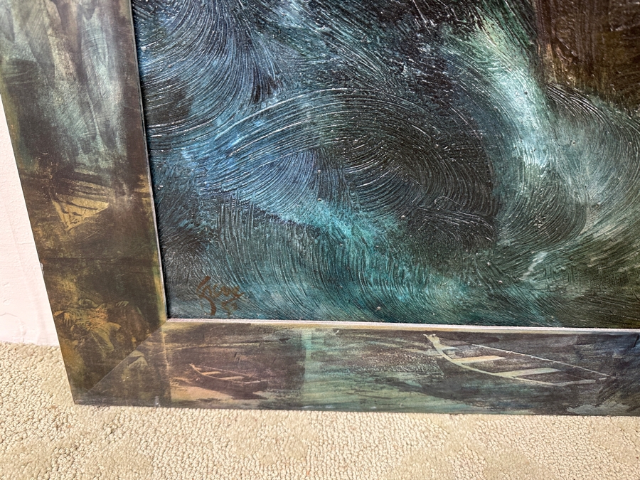 Gerrit Greve (1948-2024, Cardiff by the Sea, CA) Original Acrylic Painting On Canvas Titled “Elegy #3: Inner Light” Matching Frame with Carbon Transfers Signed Verso Dated 1993/1998 40” X 48” Framed: 46.5” x 54.5” Estimate $1,900 - $2,400 Retails $6,000 [Photo 10]