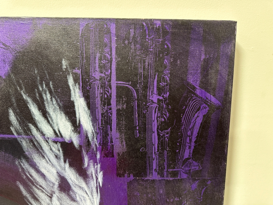 Gerrit Greve (1948-2024, Cardiff by the Sea, CA) Original Acrylic Painting with Carbon Transfers On Canvas Titled “Gloria!” Signed Verso Dated 1994 72” x 40” Estimate $2,900 - $3,600 [Photo 6]