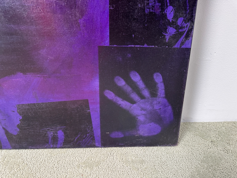 Gerrit Greve (1948-2024, Cardiff by the Sea, CA) Original Acrylic Painting with Carbon Transfers On Canvas Titled “Gloria!” Signed Verso Dated 1994 72” x 40” Estimate $2,900 - $3,600 [Photo 7]