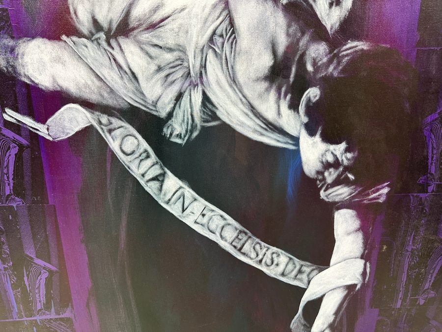 Gerrit Greve (1948-2024, Cardiff by the Sea, CA) Original Acrylic Painting with Carbon Transfers On Canvas Titled “Gloria!” Signed Verso Dated 1994 72” x 40” Estimate $2,900 - $3,600 [Photo 3]