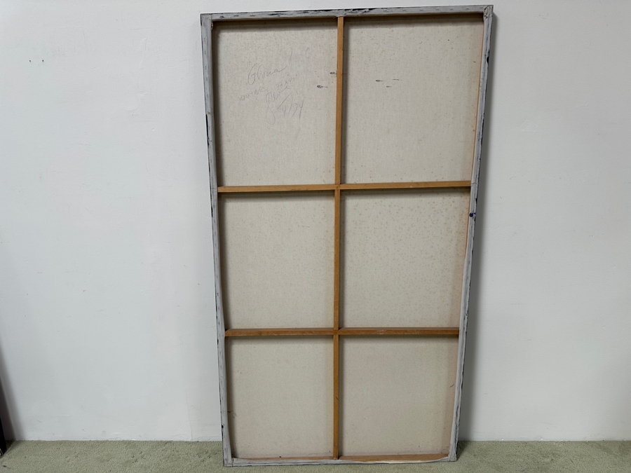 Gerrit Greve (1948-2024, Cardiff by the Sea, CA) Original Acrylic Painting with Carbon Transfers On Canvas Titled “Gloria!” Signed Verso Dated 1994 72” x 40” Estimate $2,900 - $3,600 [Photo 10]