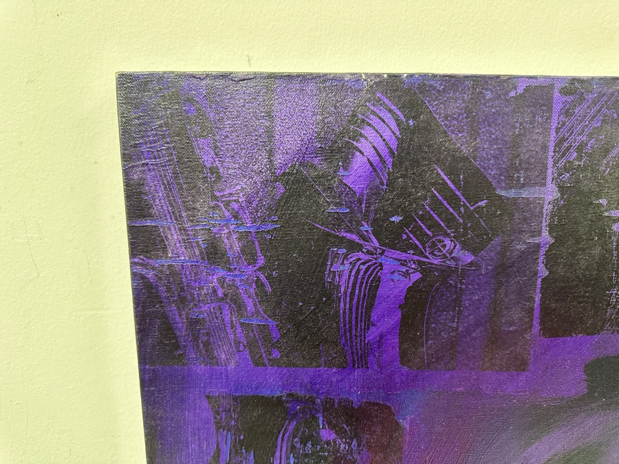 Gerrit Greve (1948-2024, Cardiff by the Sea, CA) Original Acrylic Painting with Carbon Transfers On Canvas Titled “Gloria!” Signed Verso Dated 1994 72” x 40” Estimate $2,900 - $3,600 [Photo 9]