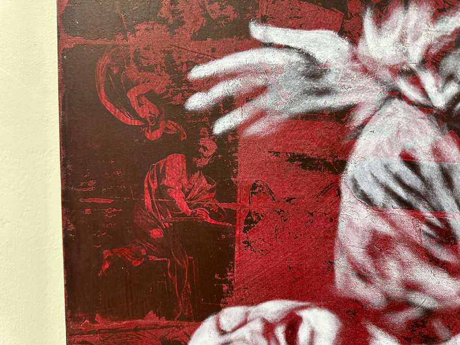 Gerrit Greve (1948-2024, Cardiff by the Sea, CA) Original Acrylic Painting with Carbon Transfers On Canvas Untitled Signed Bottom Left 48” x 40” Estimate $2,900 - $3,600 [Photo 8]