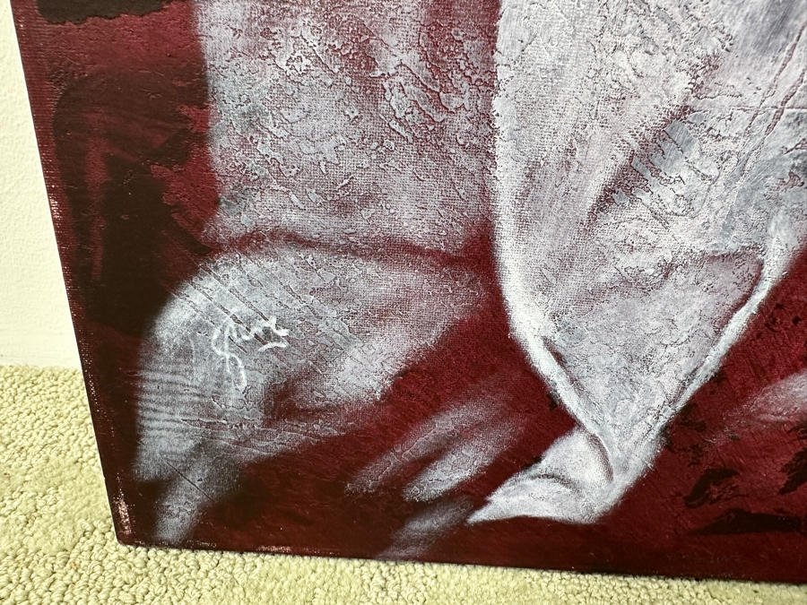 Gerrit Greve (1948-2024, Cardiff by the Sea, CA) Original Acrylic Painting with Carbon Transfers On Canvas Untitled Signed Bottom Left 48” x 40” Estimate $2,900 - $3,600 [Photo 12]