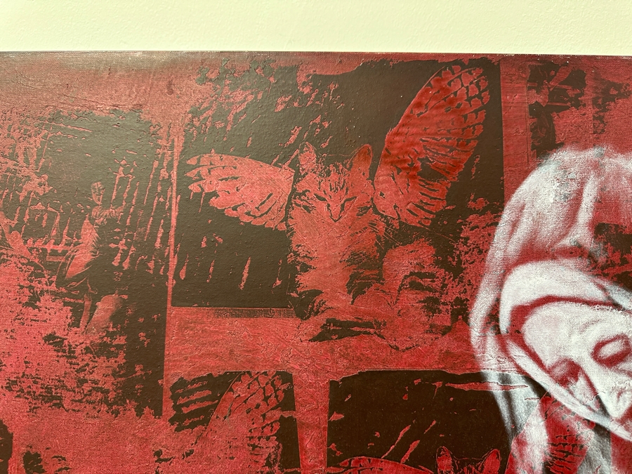 Gerrit Greve (1948-2024, Cardiff by the Sea, CA) Original Acrylic Painting with Carbon Transfers On Canvas Untitled Signed Bottom Left 48” x 40” Estimate $2,900 - $3,600 [Photo 7]