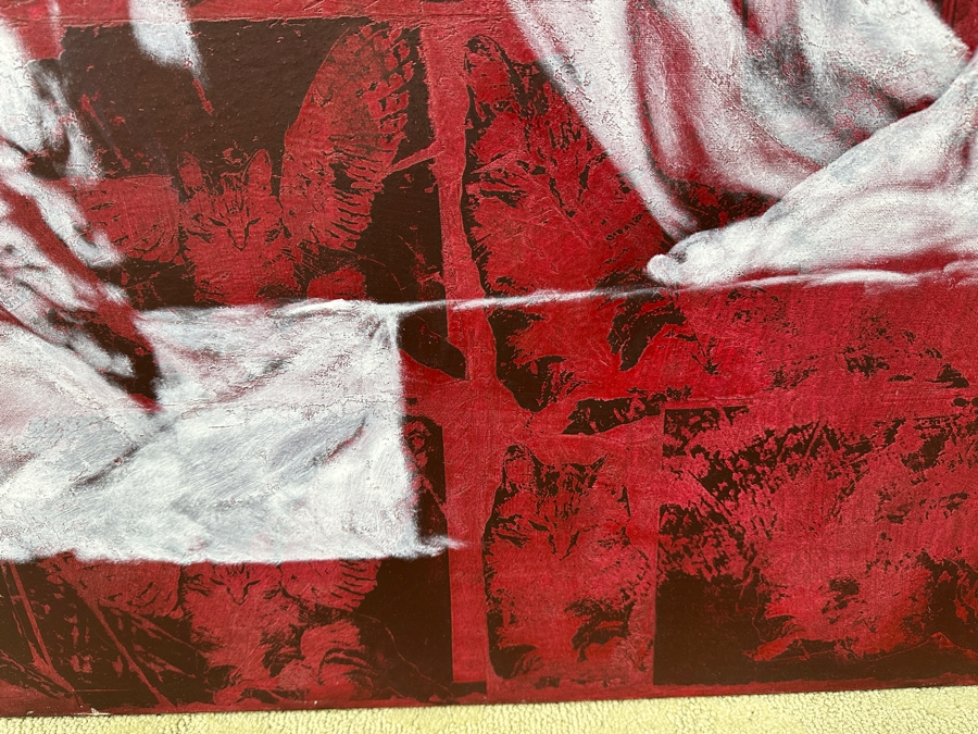 Gerrit Greve (1948-2024, Cardiff by the Sea, CA) Original Acrylic Painting with Carbon Transfers On Canvas Untitled Signed Bottom Left 48” x 40” Estimate $2,900 - $3,600 [Photo 9]