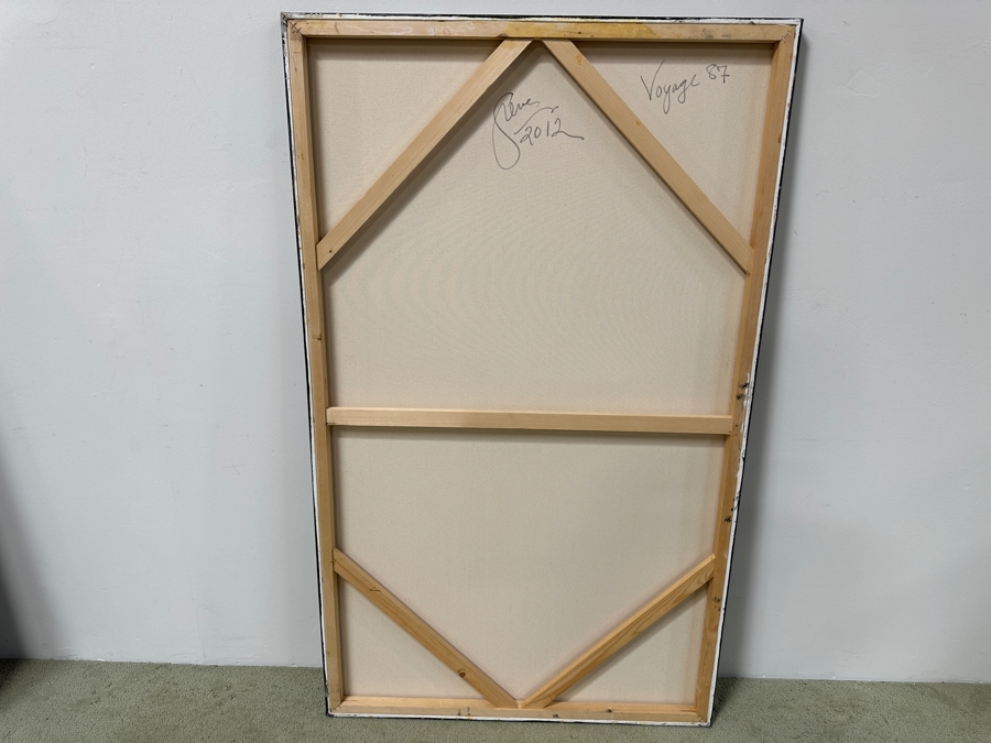 Gerrit Greve (1948-2024, Cardiff by the Sea, CA) Original Acrylic Spirit Boat Painting On Canvas Titled 'Voyage 87” Signed Verso Dated 2012 36” X 60” Estimate $2,200 - $2,700 [Photo 7]