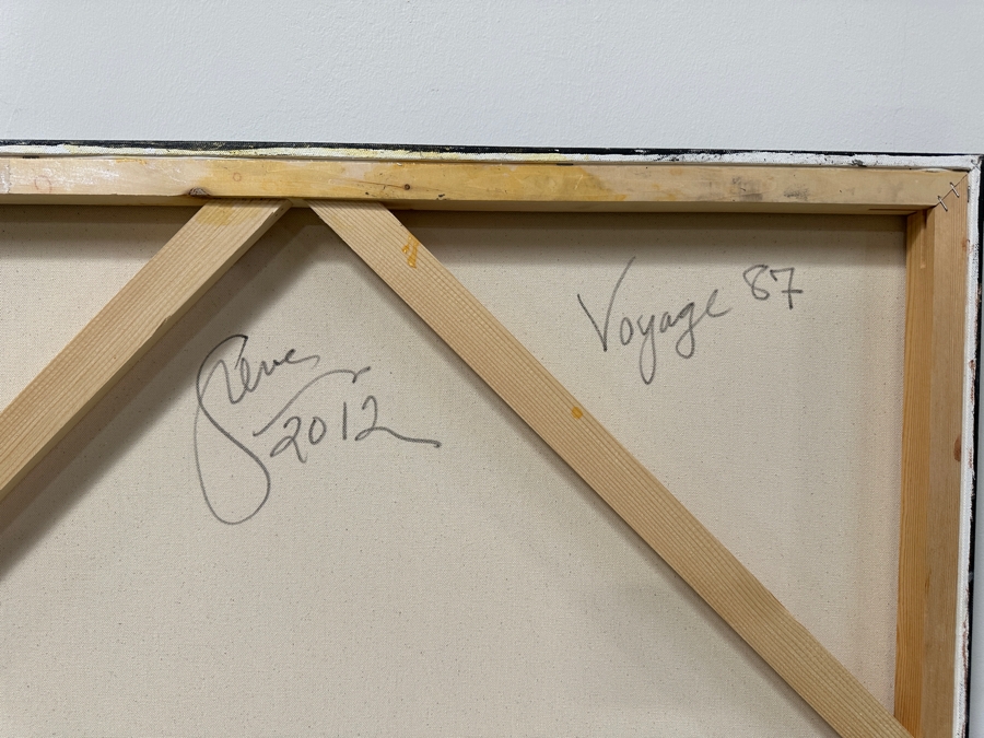 Gerrit Greve (1948-2024, Cardiff by the Sea, CA) Original Acrylic Spirit Boat Painting On Canvas Titled 'Voyage 87” Signed Verso Dated 2012 36” X 60” Estimate $2,200 - $2,700 [Photo 8]