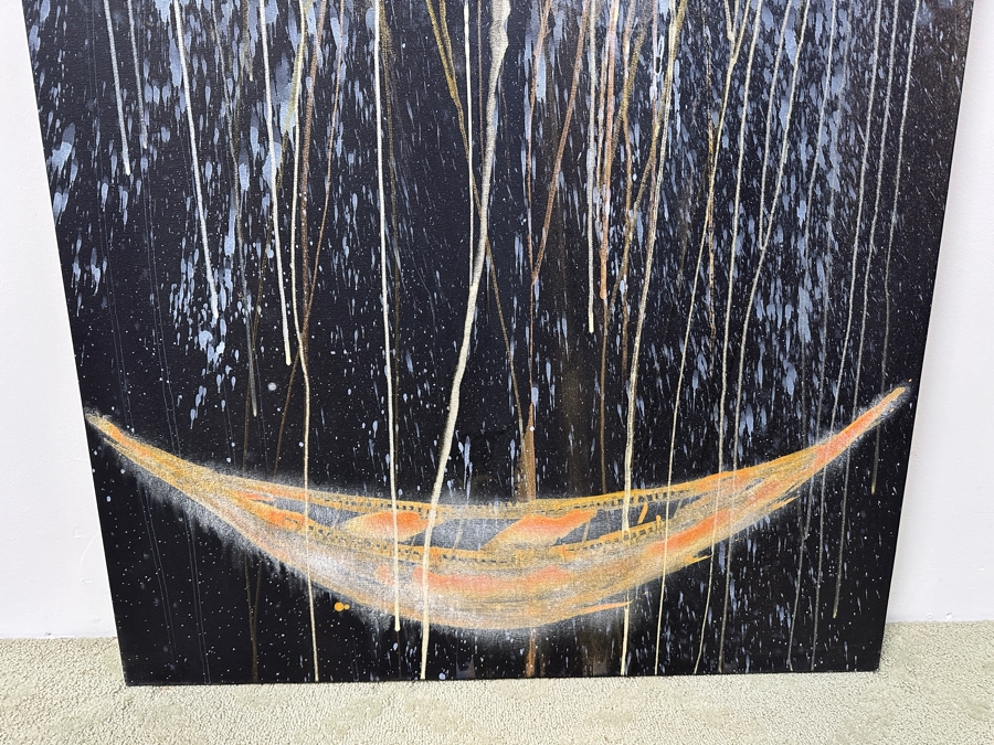 Gerrit Greve (1948-2024, Cardiff by the Sea, CA) Original Acrylic Spirit Boat Painting On Canvas Titled 'Voyage 87” Signed Verso Dated 2012 36” X 60” Estimate $2,200 - $2,700 [Photo 5]