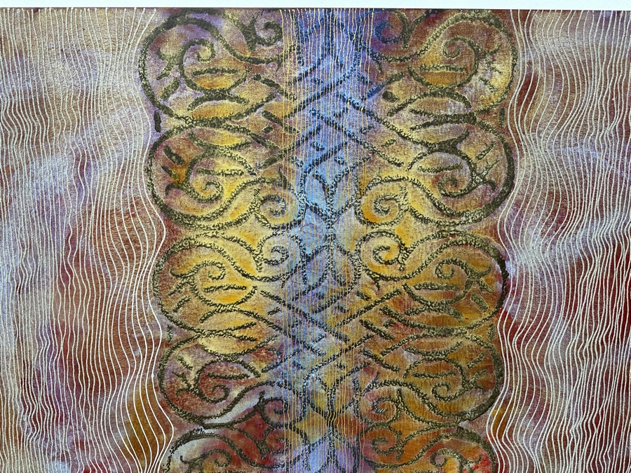 Gerrit Greve (1948-2024, Cardiff by the Sea, CA) Original Acrylic Mixed Media Sand Painting On Canvas Untitled Signed Verso Dated 2007 60” X 48” Estimate $2,900 - $3,600 [Photo 3]