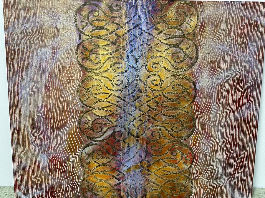Gerrit Greve (1948-2024, Cardiff by the Sea, CA) Original Acrylic Mixed Media Sand Painting On Canvas Untitled Signed Verso Dated 2007 60” X 48” Estimate $2,900 - $3,600 [Photo 4]