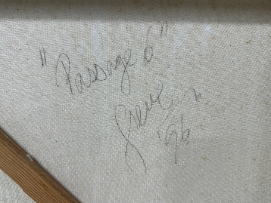 Gerrit Greve (1948-2024, Cardiff by the Sea, CA) Original Acrylic Painting with Carbon Transfers On Canvas Titled “Passage 6” Signed Verso Dated 1996 48” x 48” Estimate $2,300 - $2,900 [Photo 17]