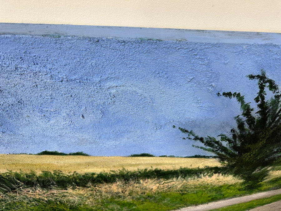 Gerrit Greve (1948-2024, Cardiff by the Sea, CA) Original Acrylic Painting On Canvas Titled “Meadow Lawn Road: Afternoon ”Signed Verso 60” X 45” Estimate $2,900 - $3,600 [Photo 8]