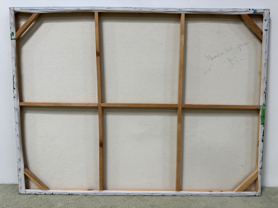 Gerrit Greve (1948-2024, Cardiff by the Sea, CA) Original Acrylic Painting On Canvas Titled “Meadow Lawn Road: Afternoon ”Signed Verso 60” X 45” Estimate $2,900 - $3,600 [Photo 9]