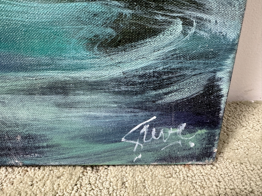 Gerrit Greve (1948-2024, Cardiff by the Sea, CA) Original Acrylic Painting On Canvas Titled “Winter Surf” Signed Verso Dated 2019 72” X 48” Estimate $3,500 - $4,300 [Photo 4]