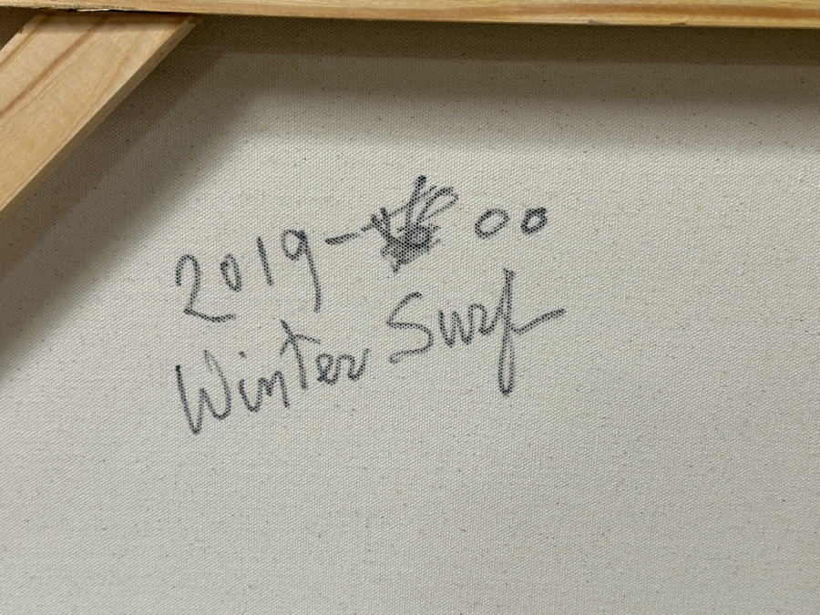 Gerrit Greve (1948-2024, Cardiff by the Sea, CA) Original Acrylic Painting On Canvas Titled “Winter Surf” Signed Verso Dated 2019 72” X 48” Estimate $3,500 - $4,300 [Photo 8]
