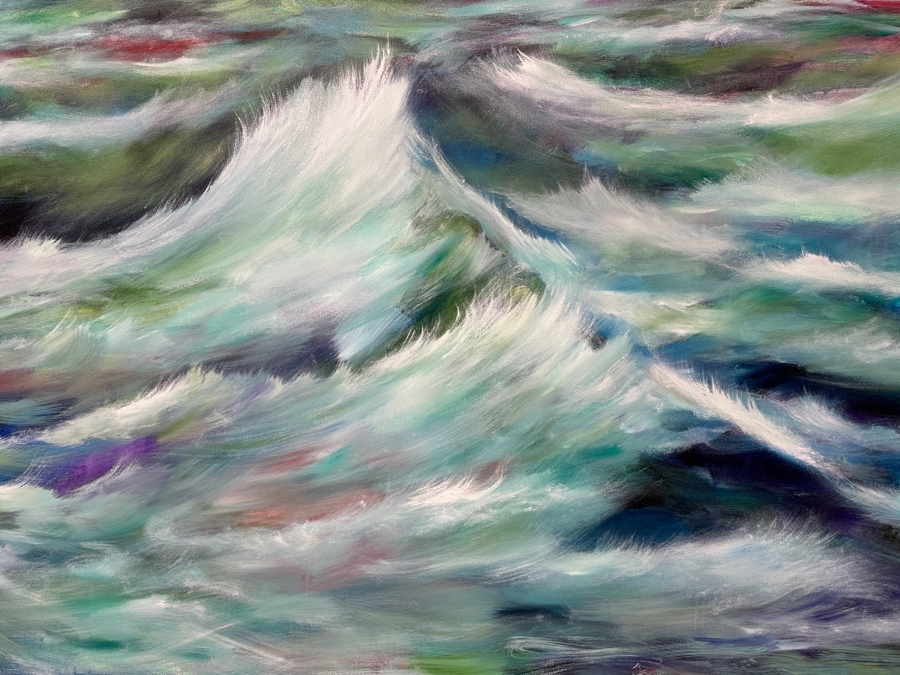 Gerrit Greve (1948-2024, Cardiff by the Sea, CA) Original Acrylic Painting On Canvas Titled “Winter Surf” Signed Verso Dated 2019 72” X 48” Estimate $3,500 - $4,300 [Photo 2]
