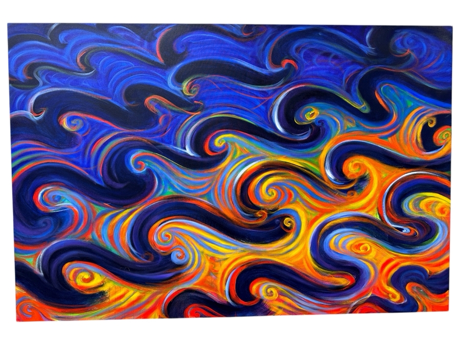 Gerrit Greve (1948-2024, Cardiff by the Sea, CA) Original Acrylic Painting On Canvas Titled “To the Beach 5” Signed Verso Dated 2014 72” X 48” Estimate $3,500 - $4,300