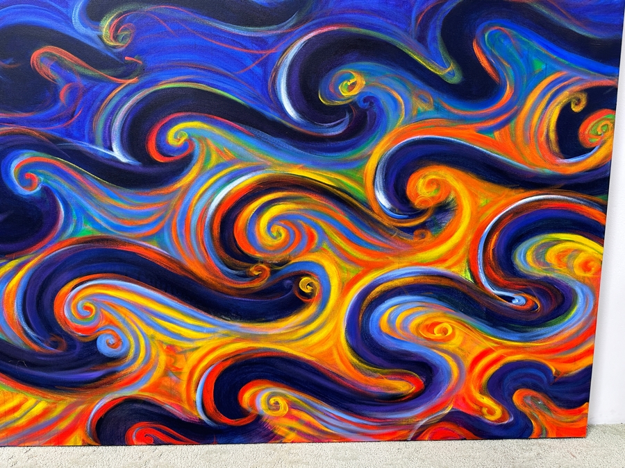 Gerrit Greve (1948-2024, Cardiff by the Sea, CA) Original Acrylic Painting On Canvas Titled “To the Beach 5” Signed Verso Dated 2014 72” X 48” Estimate $3,500 - $4,300 [Photo 3]