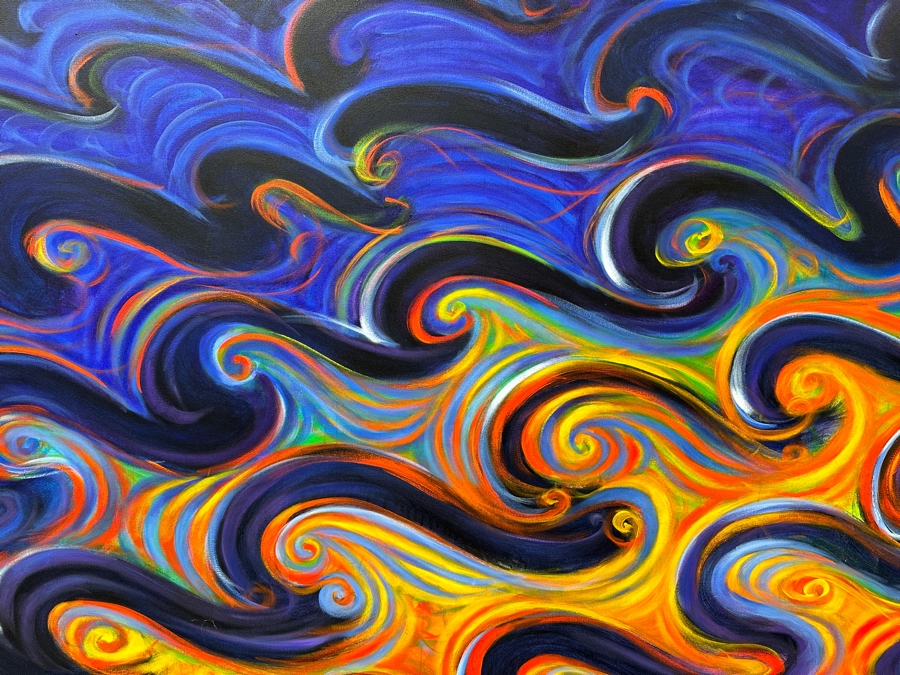 Gerrit Greve (1948-2024, Cardiff by the Sea, CA) Original Acrylic Painting On Canvas Titled “To the Beach 5” Signed Verso Dated 2014 72” X 48” Estimate $3,500 - $4,300 [Photo 4]