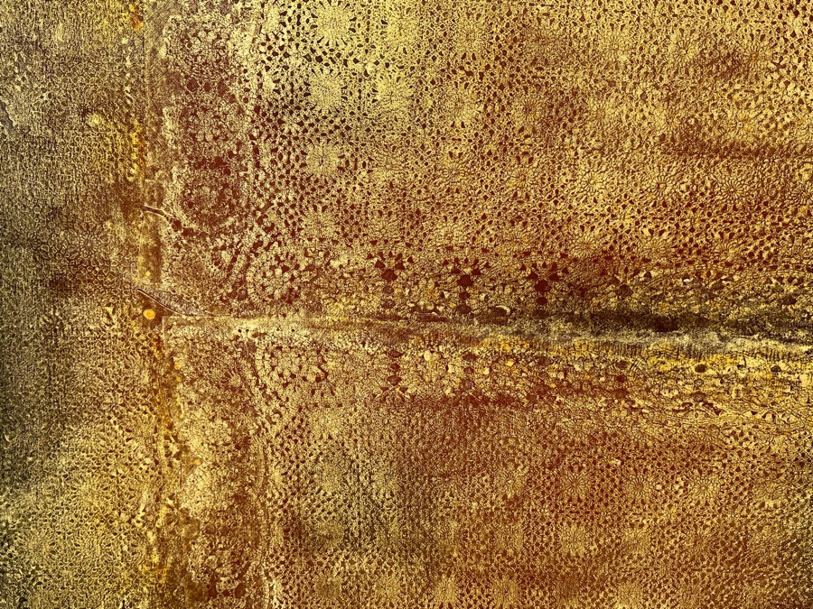 Gerrit Greve (1948-2024, Cardiff by the Sea, CA) Original Acrylic Painting On Canvas Titled “Journey 289 - Sacred Fabric” Signed Verso 72” X 36” Estimate $2,600 - $3,200 [Photo 4]