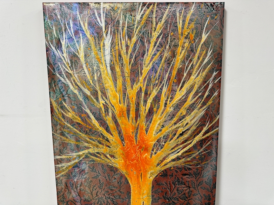 Gerrit Greve (1948-2024, Cardiff by the Sea, CA) Original Acrylic Painting On Canvas of Tree Untitled Signed Verso 36” X 72” Estimate $2,600 - $3,200 [Photo 2]