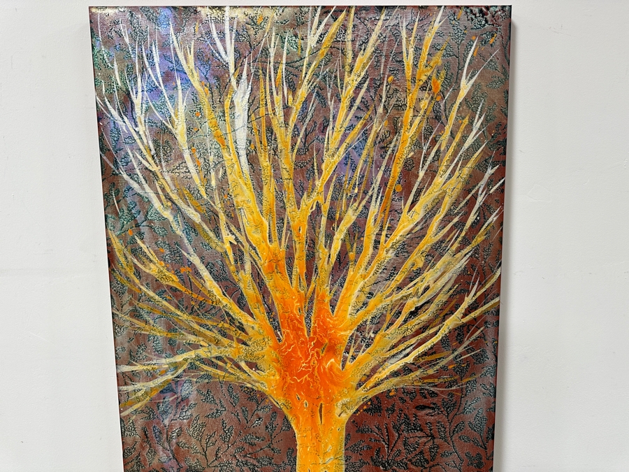 Gerrit Greve (1948-2024, Cardiff by the Sea, CA) Original Acrylic Painting On Canvas of Tree Untitled Signed Verso 36” X 72” Estimate $2,600 - $3,200 [Photo 3]