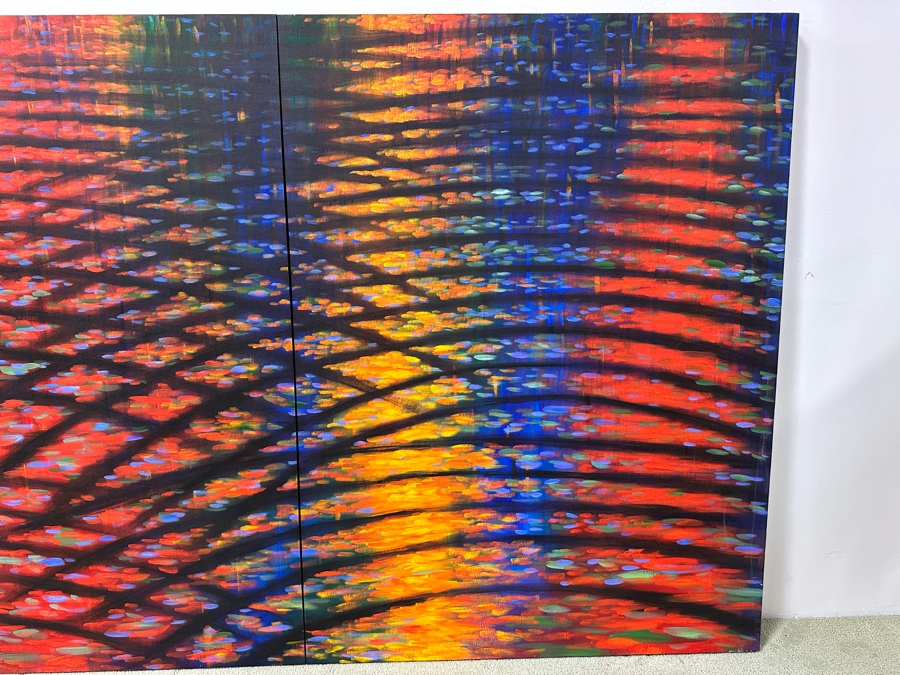 Gerrit Greve (1948-2024, Cardiff by the Sea, CA) Original Acrylic Diptych Painting On Canvas Titled “Ripples in D” Signed Verso Dated 2013 72” X 48” Estimate $3,500 - $4,300 [Photo 2]