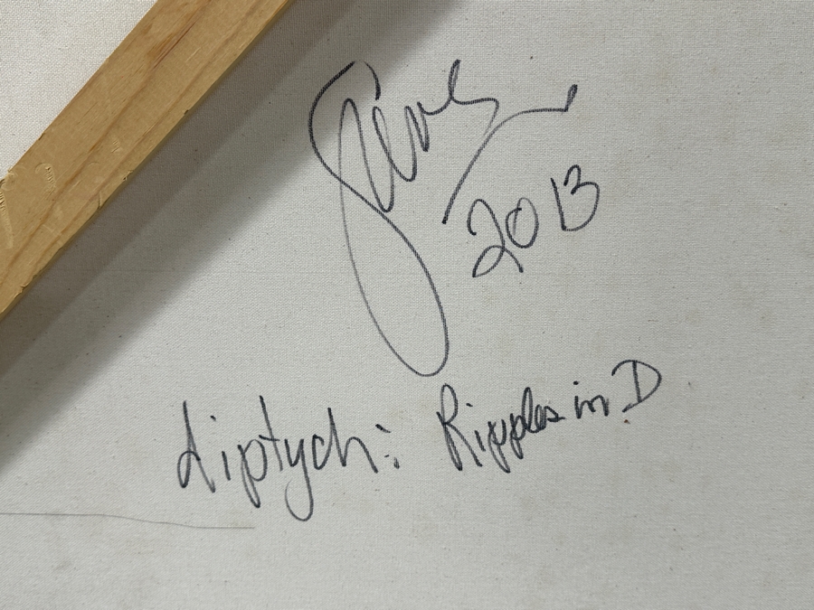 Gerrit Greve (1948-2024, Cardiff by the Sea, CA) Original Acrylic Diptych Painting On Canvas Titled “Ripples in D” Signed Verso Dated 2013 72” X 48” Estimate $3,500 - $4,300 [Photo 8]