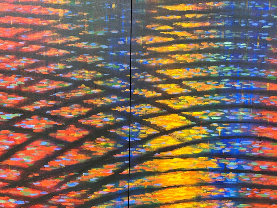 Gerrit Greve (1948-2024, Cardiff by the Sea, CA) Original Acrylic Diptych Painting On Canvas Titled “Ripples in D” Signed Verso Dated 2013 72” X 48” Estimate $3,500 - $4,300 [Photo 4]