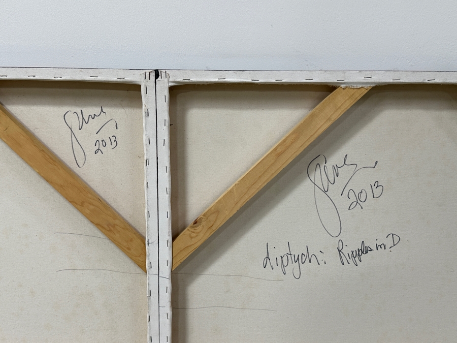 Gerrit Greve (1948-2024, Cardiff by the Sea, CA) Original Acrylic Diptych Painting On Canvas Titled “Ripples in D” Signed Verso Dated 2013 72” X 48” Estimate $3,500 - $4,300 [Photo 6]