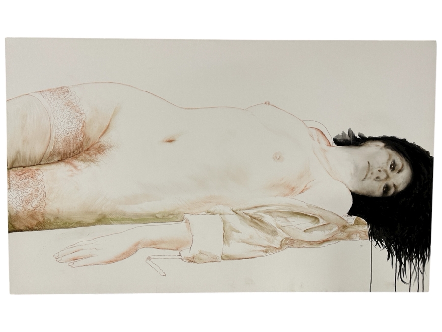 Gerrit Greve (1948-2024, Cardiff by the Sea, CA) Original Acrylic Nude Painting On Canvas Untitled Signed Verso Dated 2006 60” X 36” Estimate $2,200 - $2,700