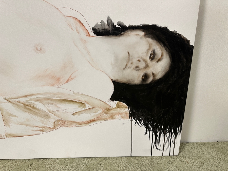 Gerrit Greve (1948-2024, Cardiff by the Sea, CA) Original Acrylic Nude Painting On Canvas Untitled Signed Verso Dated 2006 60” X 36” Estimate $2,200 - $2,700 [Photo 2]