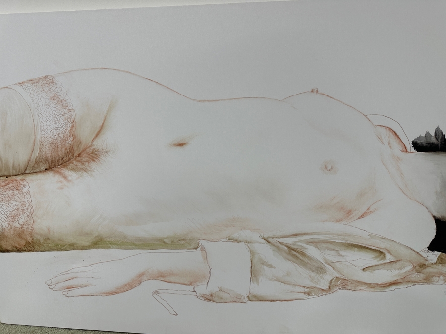 Gerrit Greve (1948-2024, Cardiff by the Sea, CA) Original Acrylic Nude Painting On Canvas Untitled Signed Verso Dated 2006 60” X 36” Estimate $2,200 - $2,700 [Photo 4]