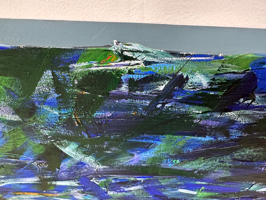 Gerrit Greve (1948-2024, Cardiff by the Sea, CA) Original Acrylic Painting On Canvas Titled “By the Bridge” Signed Bottom Right and Verso 72” X 48” Estimate $3,500 - $4,300 [Photo 6]