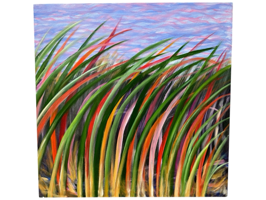 Gerrit Greve (1948-2024, Cardiff by the Sea, CA) Original Acrylic Reeds Painting On Canvas Untitled Signed Verso Dated 2022 36” x 36” Estimate $1,300 - $1,600