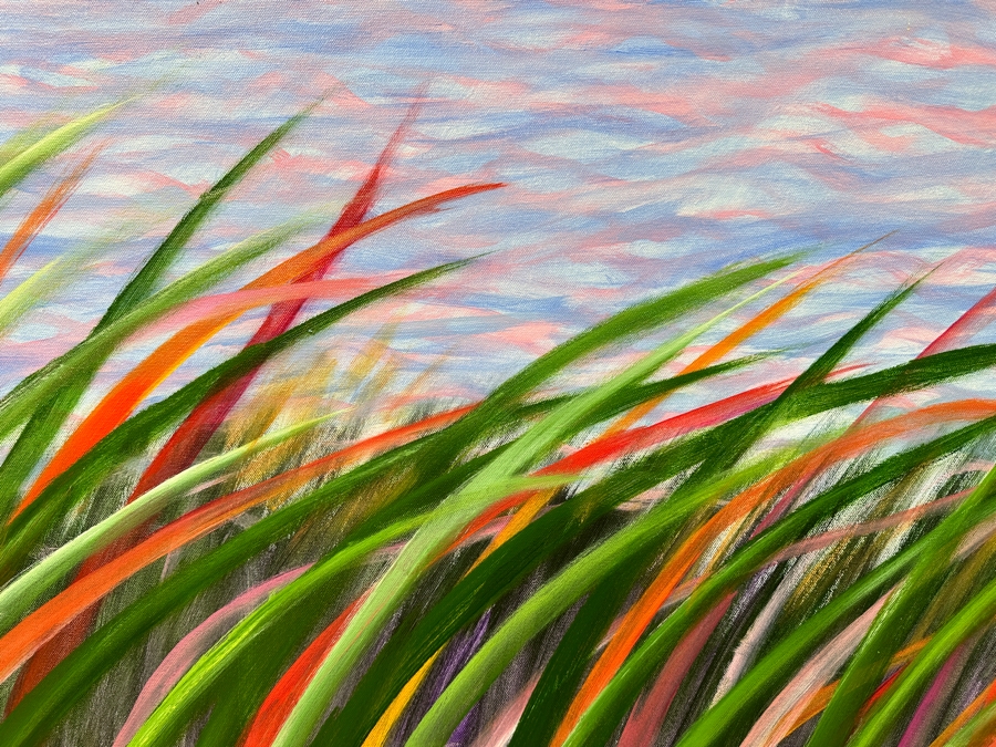 Gerrit Greve (1948-2024, Cardiff by the Sea, CA) Original Acrylic Reeds Painting On Canvas Untitled Signed Verso Dated 2022 36” x 36” Estimate $1,300 - $1,600 [Photo 3]