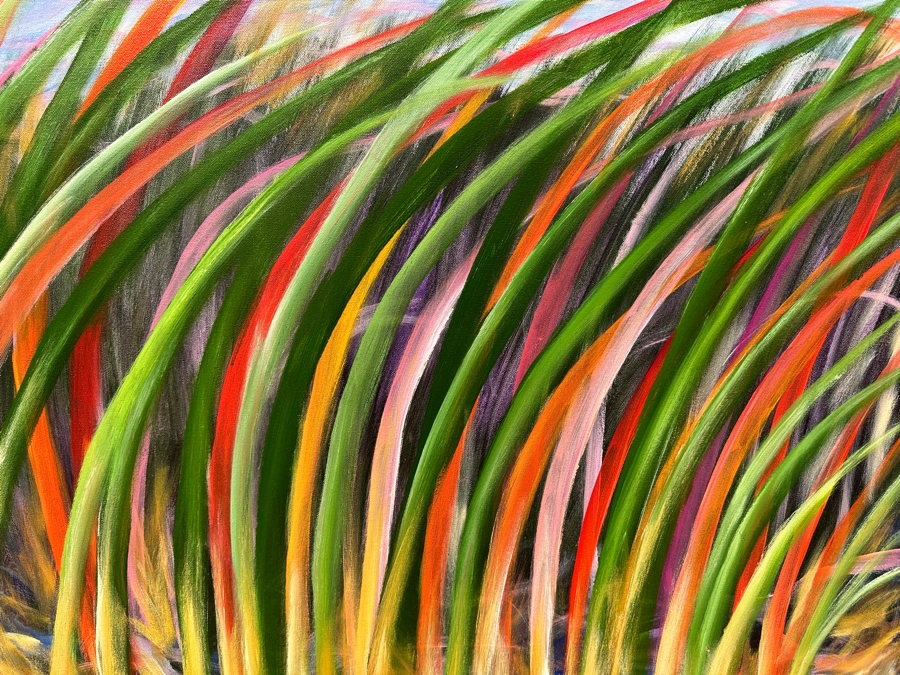 Gerrit Greve (1948-2024, Cardiff by the Sea, CA) Original Acrylic Reeds Painting On Canvas Untitled Signed Verso Dated 2022 36” x 36” Estimate $1,300 - $1,600 [Photo 2]