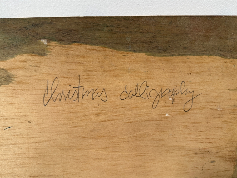 Gerrit Greve (1948-2024, Cardiff by the Sea, CA) Original Acrylic Painting On Board Titled “Christmas Calligraphy” Signed Upper Right 50” X 30” Estimate $1,500 - $1,900 [Photo 9]