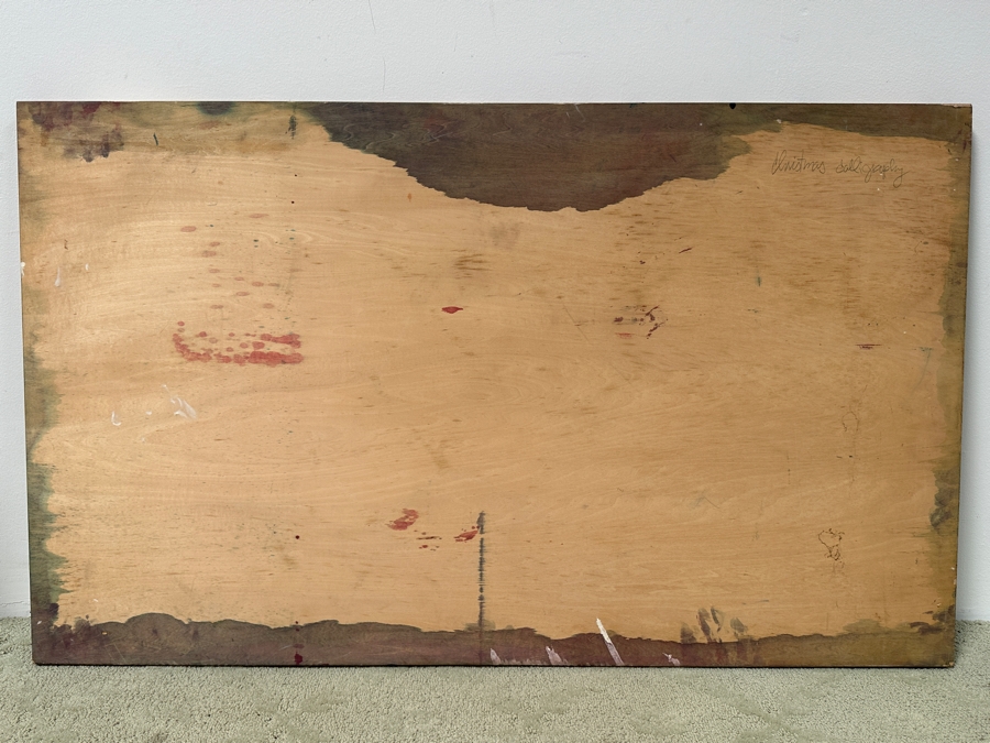 Gerrit Greve (1948-2024, Cardiff by the Sea, CA) Original Acrylic Painting On Board Titled “Christmas Calligraphy” Signed Upper Right 50” X 30” Estimate $1,500 - $1,900 [Photo 8]