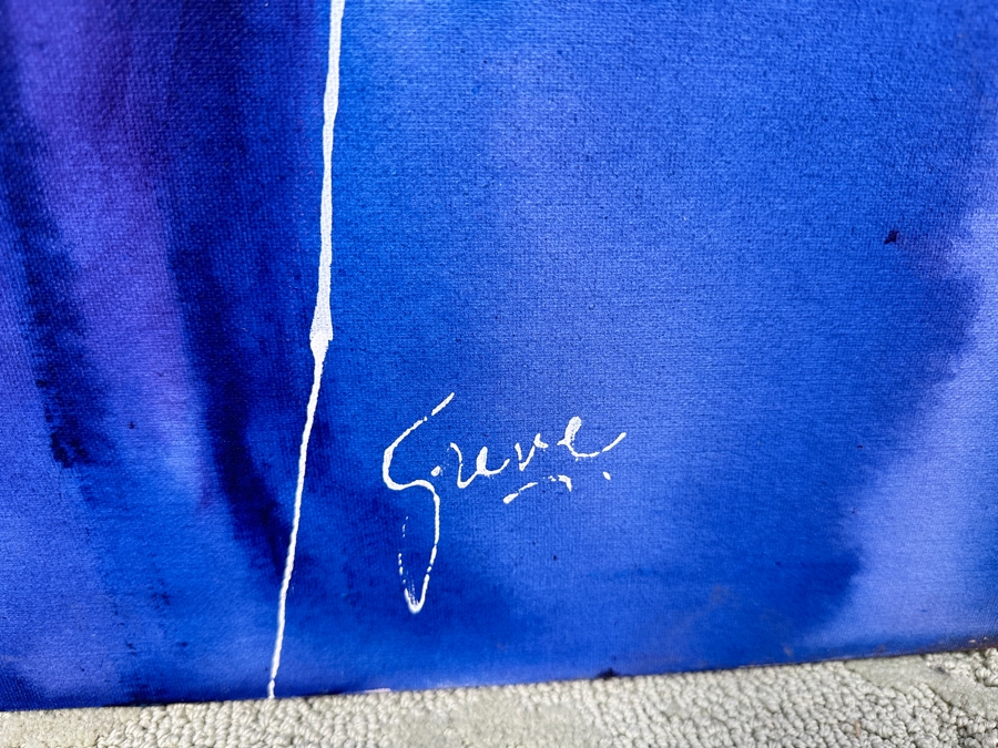 Gerrit Greve (1948-2024, Cardiff by the Sea, CA) Original Acrylic Drip Painting On Canvas Titled “The Course of the Corset - 5 #3” Signed Bottom Right 36” X 48” Estimate $1,700 - $2,200 [Photo 5]