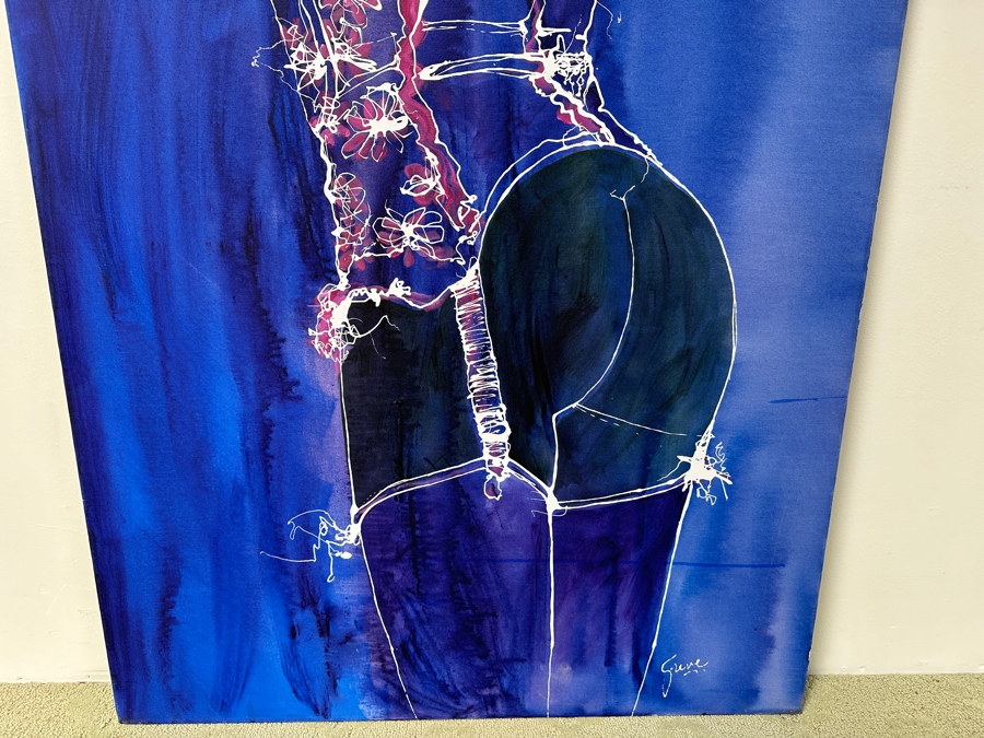 Gerrit Greve (1948-2024, Cardiff by the Sea, CA) Original Acrylic Drip Painting On Canvas Titled “The Course of the Corset - 5 #3” Signed Bottom Right 36” X 48” Estimate $1,700 - $2,200 [Photo 4]