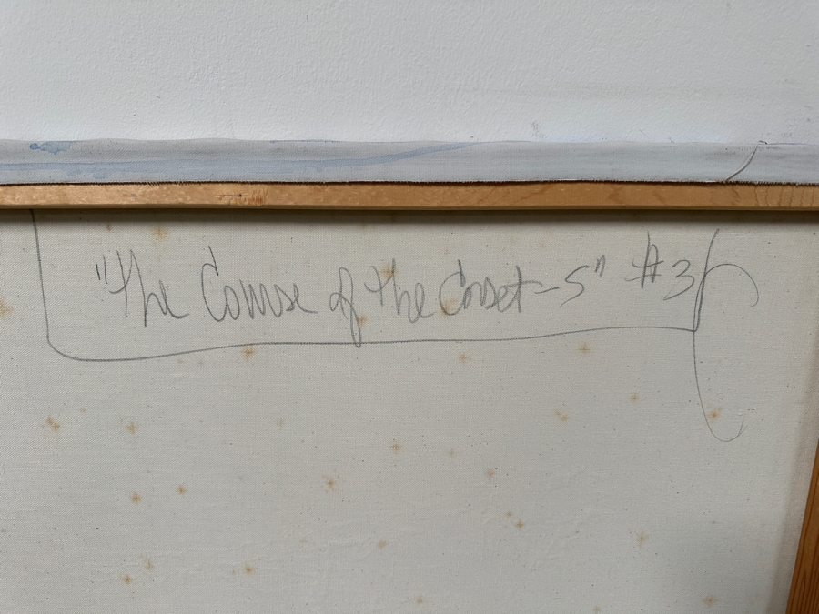 Gerrit Greve (1948-2024, Cardiff by the Sea, CA) Original Acrylic Drip Painting On Canvas Titled “The Course of the Corset - 5 #3” Signed Bottom Right 36” X 48” Estimate $1,700 - $2,200 [Photo 8]