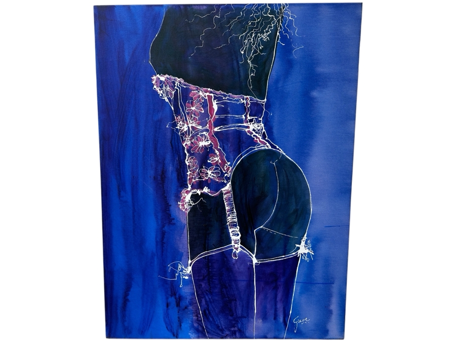 Gerrit Greve (1948-2024, Cardiff by the Sea, CA) Original Acrylic Drip Painting On Canvas Titled “The Course of the Corset - 5 #3” Signed Bottom Right 36” X 48” Estimate $1,700 - $2,200