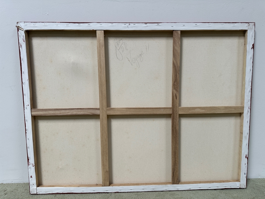 Gerrit Greve (1948-2024, Cardiff by the Sea, CA) Original Acrylic Painting On Canvas Titled “Voyage!!” Signed Verso Dated 2008 48” X 36” Estimate $1,700 - $2,200 [Photo 5]