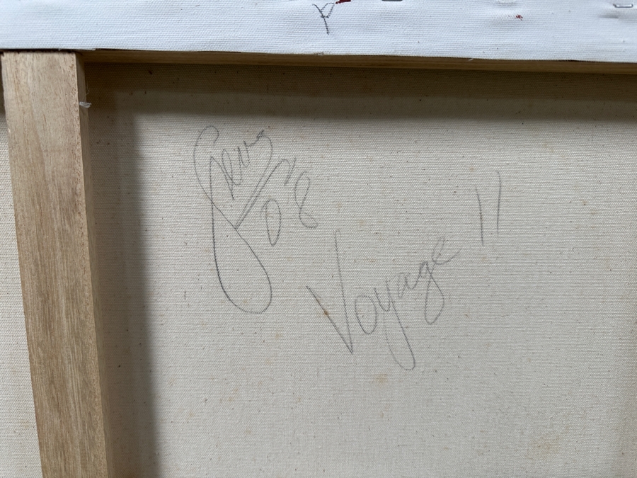 Gerrit Greve (1948-2024, Cardiff by the Sea, CA) Original Acrylic Painting On Canvas Titled “Voyage!!” Signed Verso Dated 2008 48” X 36” Estimate $1,700 - $2,200 [Photo 6]