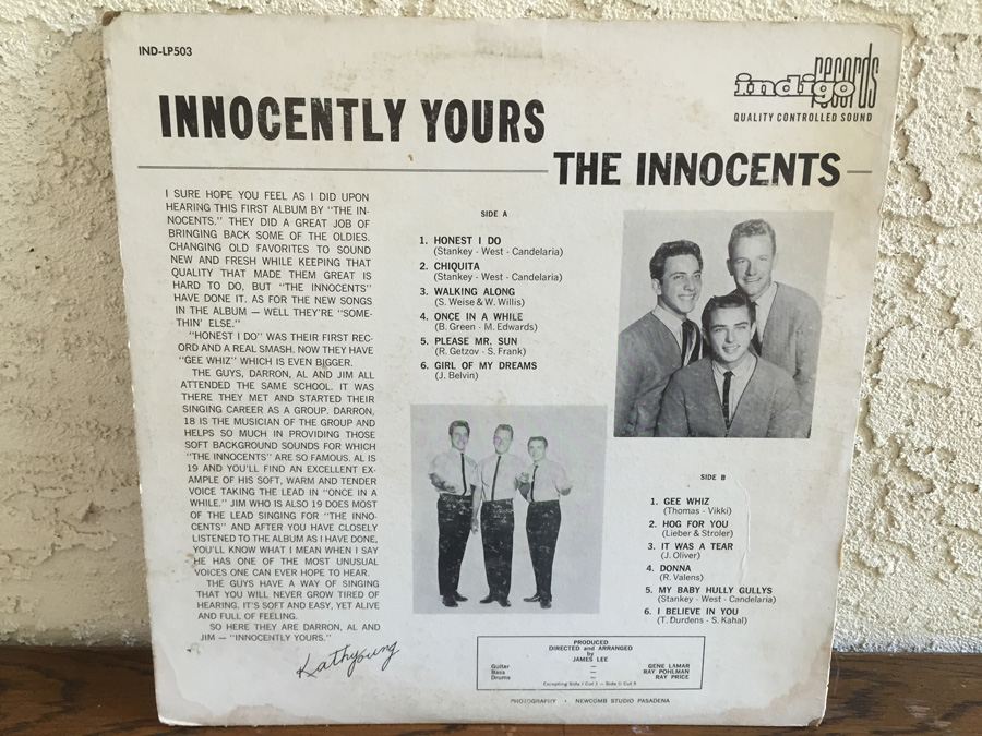 Innocents, The - Innocently Yours - Indigo Records - IND-LP 503 [Photo 2]
